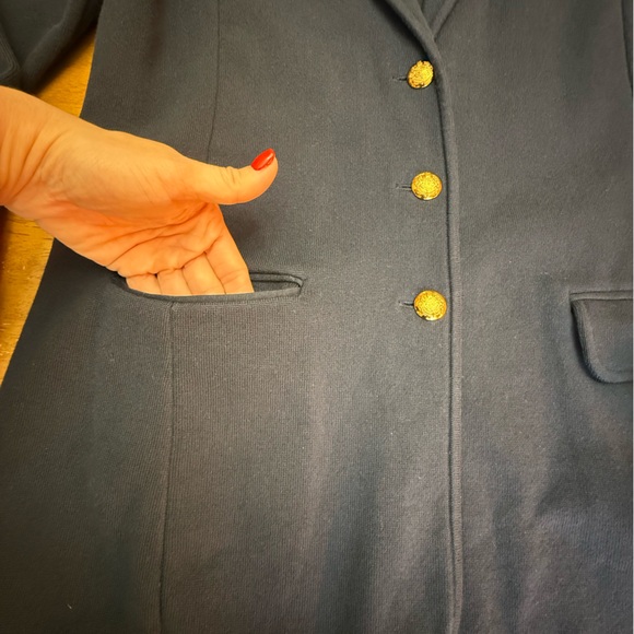 Lauren Ralph Lauren Navy Blue Knit Blazer L - Picture 4 of 8